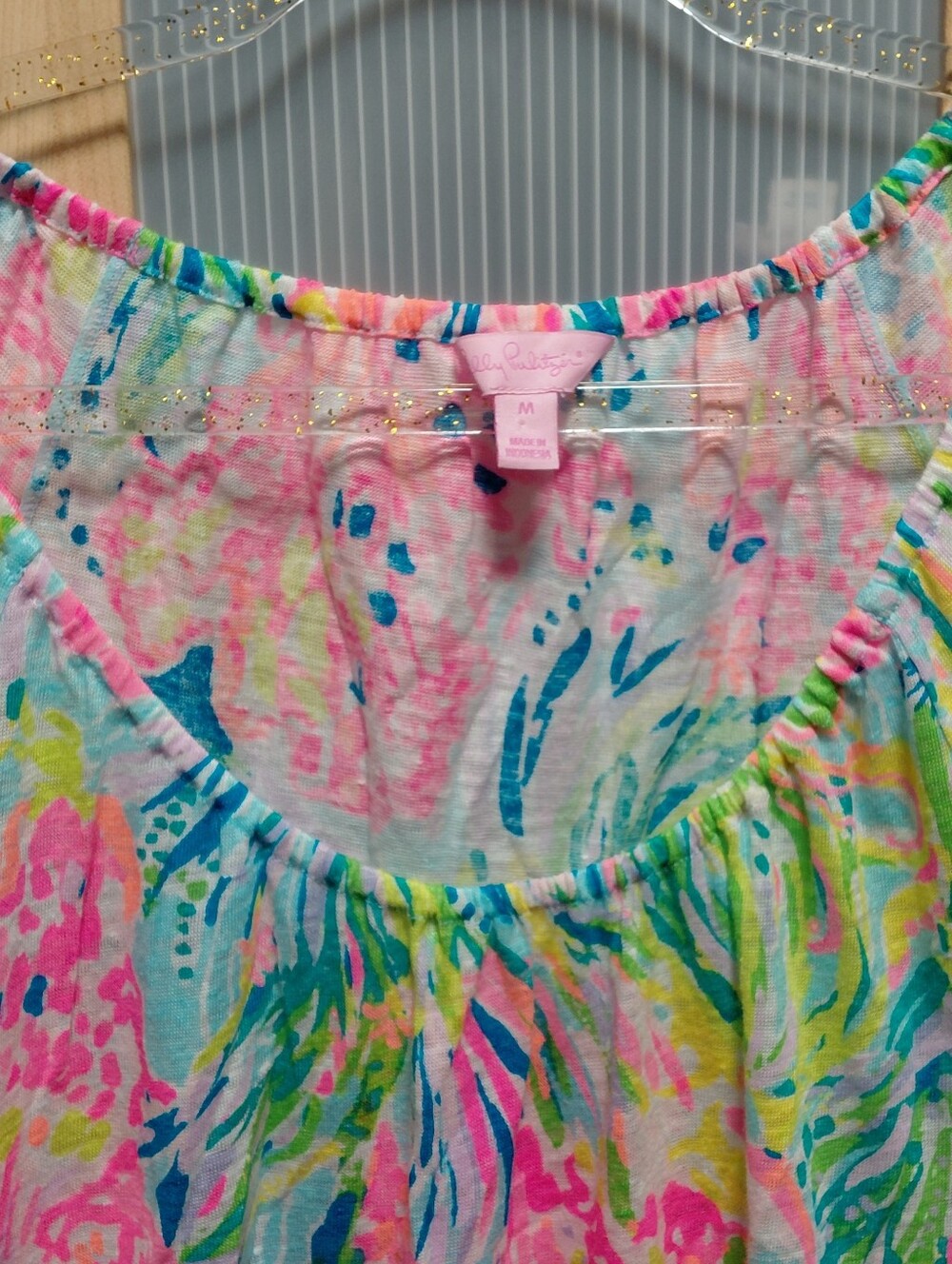 Lilly Pulitzer Pink, Blue & Green Fringe Tunic Dress Beach Sun Fun - Picture 4 of 9